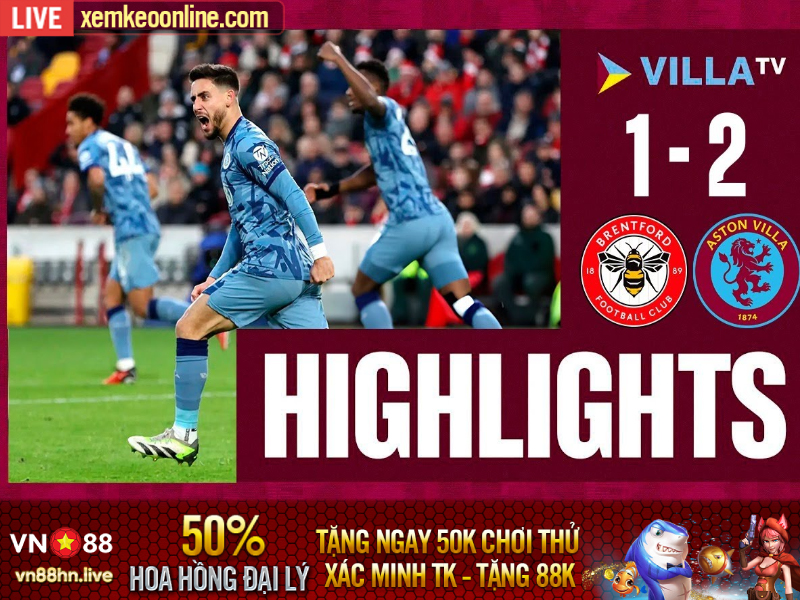 Highlights EPL 23/24 | Brentford 1-2 Aston Villa