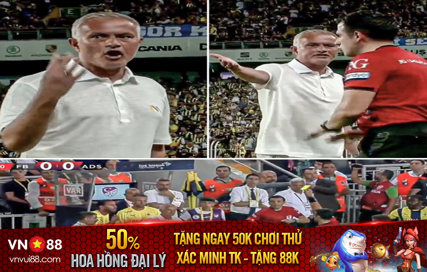 Mourinho nhận thẻ vàng chỉ sau 20 phút ra mắt giải Thổ Nhĩ Kỳ